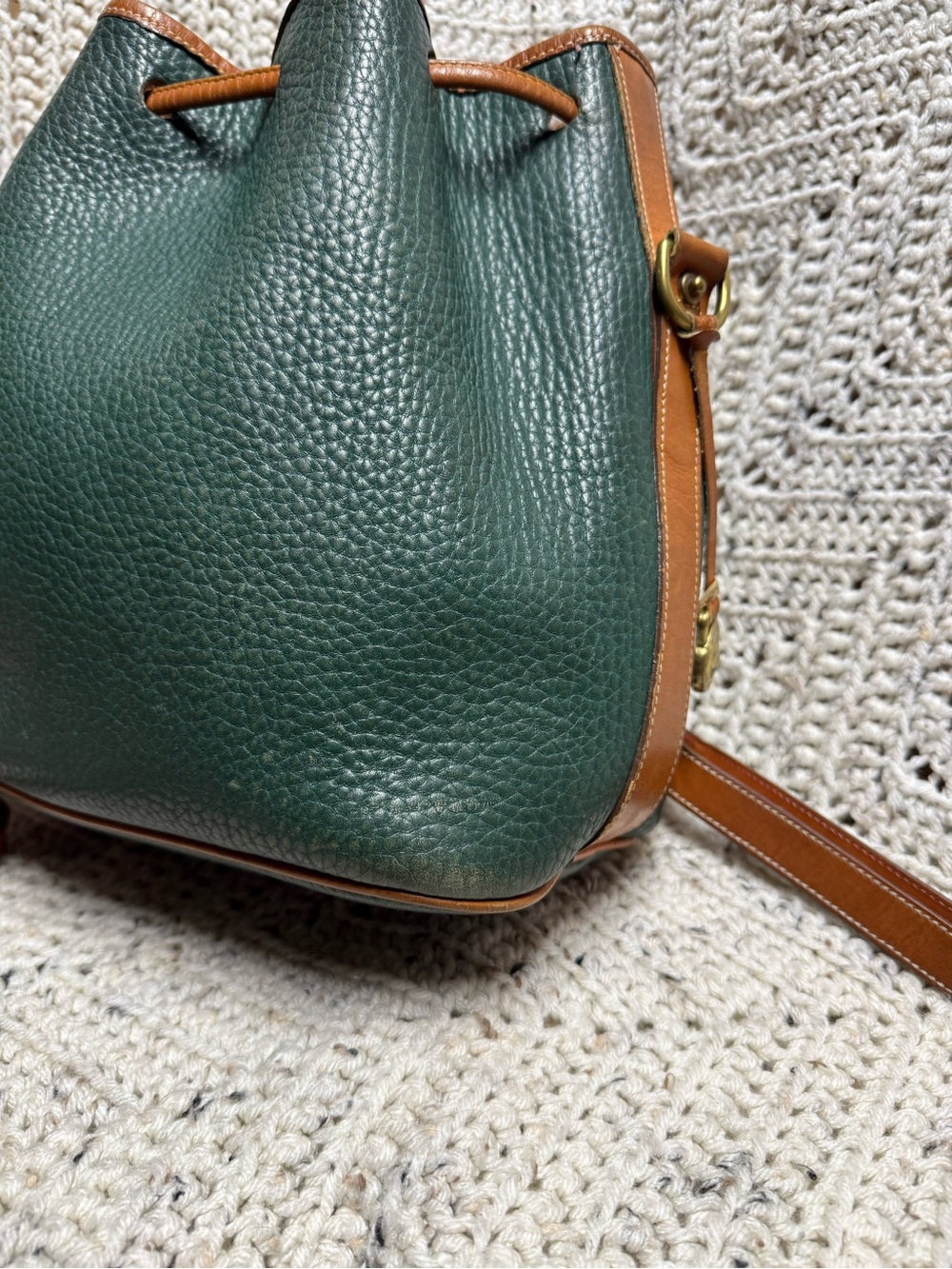 Vintage Dooney & Bourke Fir Green Drawstring Bucket Bag - Picture 9 of 12